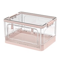 Ящик пластиковый складной прозрачный коричневый, дно розовое,490х360х280 мм, с колесиками в Астрахани