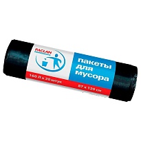 Мешки для мусора 160 л, черные, в рулоне 20 шт., ПВД, 30 мкм, 1200х870 мм, PACLAN Professional, 604082 в Астрахани