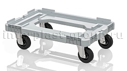 Тележка пластиковая с отверстием без тормозов усиленная серая