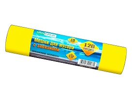 Мешки для мусора 120 л, с завязками, желтые, в рулоне 10 шт., ПНД, 15 мкм, 800х750 мм, VIP, Z12010yel в Астрахани Мешки для мусора 120 л, с завязками, желтые, в рулоне 10 шт., ПНД, 15 мкм, 800х750 мм, VIP, Z12010yel в Астрахани