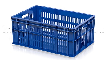 Ящик для молока, мяса, овощей и фруктов большая перфорация дно сплошное синий в Астрахани