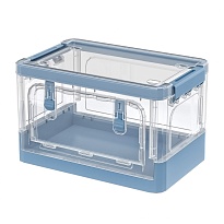 Ящик пластиковый складной прозрачный, дно синее, 360х235х230 мм, с колесиками в Астрахани