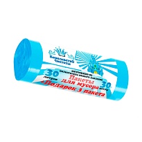 Мешки для мусора 30 л, голубые, в рулоне 30 шт. + 3 пакета в подарок, ПНД, 5 мкм, 560х480 мм, Королевство Чистоты, МК3964 (ПЭКЧ-30-30г) в Астрахани