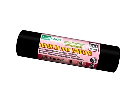 Мешки для мусора 180 л, ароматизированные, черные, в рулоне 10 шт., ПВД, 50 мкм, 1100х930 мм, EXTRA black, 18008301 в Астрахани