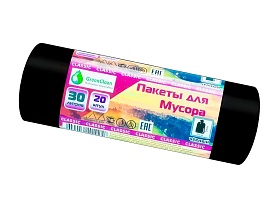 Мешки для мусора 30 л, черные, в рулоне 20 шт., ПНД, 7 мкм, 600х500 мм, MIRPACK Classik, 302040 в Астрахани