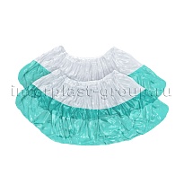 Бахилы бело-бирюзовые 1000 шт (500 пар), 48 мкм, двойная подошва, с одной резинкой, Эконом+ в Астрахани