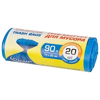 Мешки для мусора 90 л, синие, в рулоне 20 шт., ПНД, 14 мкм, 900х700 мм, LAIMA ULTRA, 607693 в Астрахани