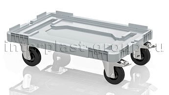 Тележка пластиковая сплошная 2 колеса с тормозом серая в Астрахани