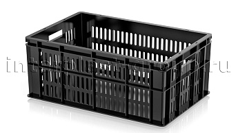 Ящик для молока, мяса, овощей и фруктов большая перфорация дно сплошное черный в Астрахани