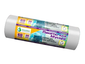 Мешки для мусора 60 л, белые, в рулоне 20 шт., ПНД, 7 мкм, 700х600 мм, MIRPACK Classik, 602052 в Астрахани