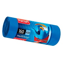 Мешки для мусора 160 л, с ушками, синие, в рулоне 10 шт., ПВД, 30 мкм, 1250х900 мм, PACLAN Multitop, 604064 в Астрахани