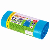 Мешки для мусора 35 л, синие, в рулоне 30 шт., ПНД, 10 мкм, 600х500 мм, Любаша, 608091 в Астрахани