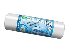 Мешки для мусора 300 л, белые, в рулоне 10 шт., ПВД 70 мкм, 1400х1000 мм, PREMIUM+, 300101602 в Астрахани