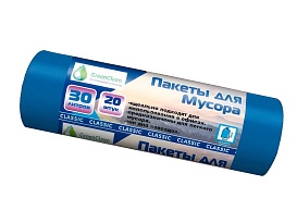 Мешки для мусора 30 л, синие, в рулоне 20 шт., ПНД, 7 мкм, 600х500 мм, MIRPACK Classik, 302041 в Астрахани