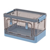 Ящик пластиковый складной прозрачный коричневый, дно синее, 360х235х230 мм, с колесиками в Астрахани