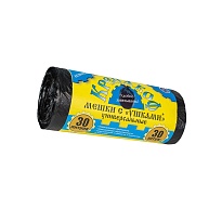 Мешки для мусора 30 л, с ушками, черные, в рулоне 30 шт., ПНД, 8 мкм, 580х460 мм, Крепакоф, 4607075710412 в Астрахани Мешки для мусора 30 л, с ушками, черные, в рулоне 30 шт., ПНД, 8 мкм, 580х460 мм, Крепакоф, 4607075710412 в Астрахани