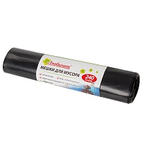 Мешки для мусора 240 л, черные, в рулоне 5 шт., ПВД 30 мкм, 1300х900 мм, Любаша, 605338 в Астрахани